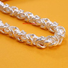 Pure 999 Fine Silver Necklace 6.5mm Byzantine Link Men's Necklace 19.7-27.5