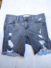 Torrid First At Fit Women’s Gray Denim Distressed Cut Off Shorts XL 14 picture