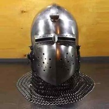 Antique Custom 18 Gauge Steel Medieval Combat Pig Faced Bascinet Helmet picture