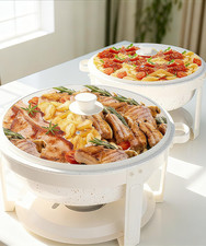 Elegant 2-Piece Maifanite Chafing Dish Set - 5.3QT Stainless Steel Buffets picture
