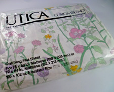 Vintage Utica JP Stevens Lydia Floral King Flat Sheet No Iron  Cottage picture