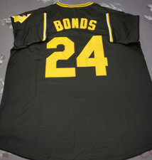 VINTAGE Barry Bonds #24 Pirates Throwback Pullover Black Sewn Stitched Jersey. picture