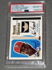 2001 Fleer Awards Showcase Game Used Lou Brock PSA 10 Double Auto Signed Twice picture