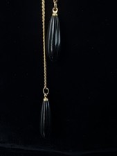 Vintage TRIFARI Lariat Bolo Style w LUCITE Adjustable Gold Tone Necklace Marked picture