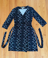 Diane von Furstenberg DVF Julian Two wrap dress blue/black snake print size 2 picture
