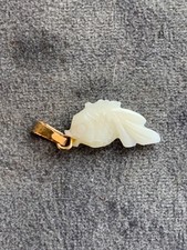 Angel skin coral carved  lucky fish pendant charm beautiful 7/8 in picture