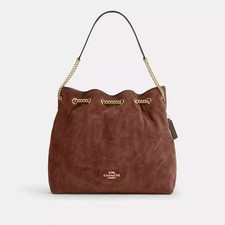 NWT Coach CCZ83 Evelyn Large Shoulder Bag With Quilting  Suede Smooth Leather picture