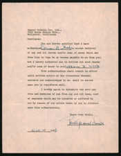 Paul Gerard Smith, 1936 signed document letter, Business Manager check delivery picture