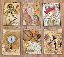 Mixed Media Collage Art Cards ACEO Lot of Six Cards Different Artist Collection picture