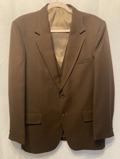 Vintage 70s JCPenney The Mens Shop Brown 2 Piece Blazer Jacket Vest Set 42 Reg picture