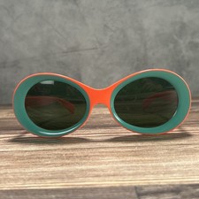 RARE Vtg 1970s NILSOL Italy Sunglasses Two Tone Orange Teal Mod Pop Art Adult picture