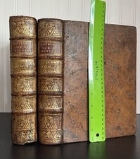 10.5” Beautiful Antique French Leather Bound Books In-Quatro 18th Century picture