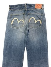 Vintage Evisu Lot 1930 Selvage Jeans 34x34 Embroidered Seagull Blue Denim picture