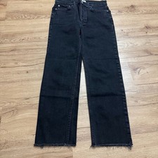 RE/DONE Originals Jeans Womens 28 Black Stovepipe High-rise Raw-Edge 189-3WSTV27 picture