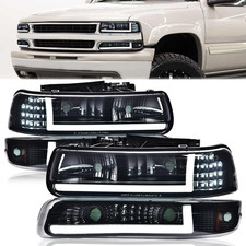 LED Headlights Fit 1999-2002 Chevy Silverado 1500 2500,Smoke Lens picture