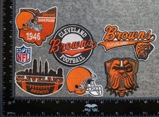 LOT OF 7 CLEVELAND BROWNS IRON ON EMBROIDERED PATCHES EVERYTHING IN PHOTO picture