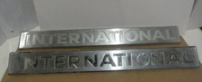Vintage Set International Tractor Emblem Farm Pair Name Metal Badge Trim  picture