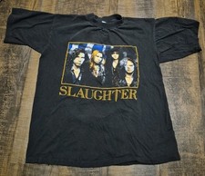 Vtg 90s Slaughter - Stick it To Ya Tour Rock Band Concert T-Shirt Size L picture