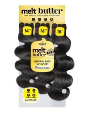 Janet Collection 100% Natural Virgin Remy Hair Melt Butter NATURAL BODY 3pcs picture