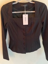 Zesica Women's Fitted Button Down Square-Necked Top S picture