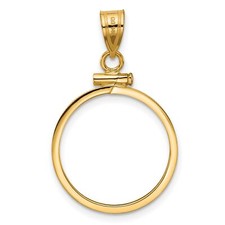 1905-1955 Mexico 5 Pesos Screw Top Reeded Border Coin Bezel in 14k Gold picture