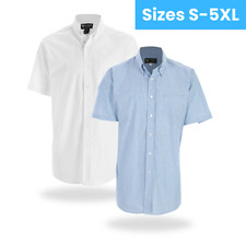 NEW Mens Premium Oxford Shirt Short Sleeve Button Down Collar Dress Shirt picture