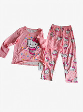 PatPat Girls Hello Kitty Pink Long Sleeve 2-Piece Pajama Set Size 7 picture