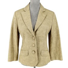 Judith Hart Jacket Petites 12P Beige Cotton Brocade Lined Blazer Office Preppy picture