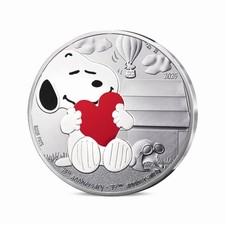 Vintage 2025 France Snoopy Peanuts Silver  Collectible Metal Coins C39 picture