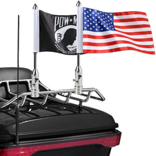 2 Pack Motorcycle Flag Pole Fold down 90° with American Flag and Pow-Mia Flag 6. picture