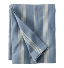 [Brand New][King] L.L.Bean Organic Cotton Blanket, Stripe, Slate Blue/Natural picture