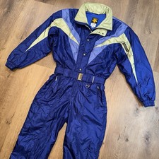 Descente Ski Suit One Piece Snowsuit Snow Bib Vintage 80s 90s Blue Mens Large picture