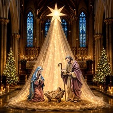 Novabright 6 Pcs Christmas Outdoor Nativity Scene Set with Star Veil Lights |... picture