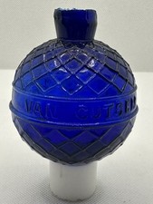 1880s Van Cutsem St. Quentin Cobalt Blue Diamond Quilted Glass Target Ball picture