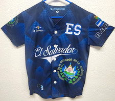 El Salvador National Team Soccer Button-Front Fan Jersey Shirt Blue Size S picture
