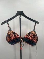 Seafolly Women's Spice Temple Tie Front Bralette Bikini Top, Black, 10 picture