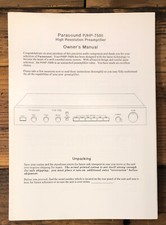 Parasound P/HP-750 II Preamp / Preamplifier  Owner / User Manual *Original* picture