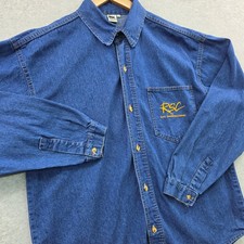 RSC Royal Shakespeare Company Souvenir Release Long Sleeve Denim Shirt Womens L picture