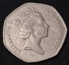 1997 Queen Elizabeth II D.G.REG.F.D 50 Fifty Pence UK Coin VERY NICE picture