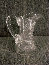 Antq. American Brilliant Period ABP Pitcher Carafe Sawtooth Cut Crystal Pinwheel picture