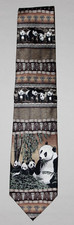 Panda Bear Tie Tesoro Rosso 100% Silk Men’s Necktie Korea Vintage black brown picture