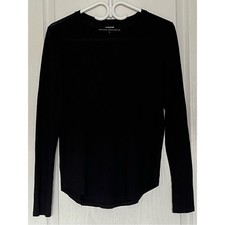 Vince Luxury Pima Cotton Modal Long Sleeve Crew Neck Shirt Black Size M picture