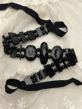Antique Victorian Whitby Jet Mourning Choker Necklace Late 1800s Gothic picture