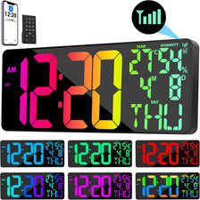 11 RGB Color Changes Large Digital Wall Clock/Bluetooth Auto Time Sync, Remote-C picture