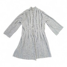MOTH ANTHRO Light Gray Pleated Avantgarde Angora blend Open Cardigan sz M picture