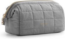 Gray, Wide-open Pouch Purse Travel Essentials Toiletries Accessories Brushes, picture