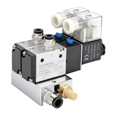 2 Station Solenoid Valve Manifold 12V DC 3 Way Pneumatic Air Valve Set picture