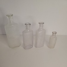 4 ANTIQUE Glass handblown Apothecary Bottles. RX Medicine PHARMACEUTICAL picture