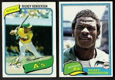Rickey Henderson 1980 Topps Rookie RC #482 + 1981 Topps #261 2 Card Lot picture