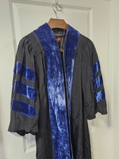 Vtg. C.E. Ward Doctoral Regalia Doctorate Gown w/ blue velvet and Tam picture